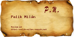 Palik Milán névjegykártya